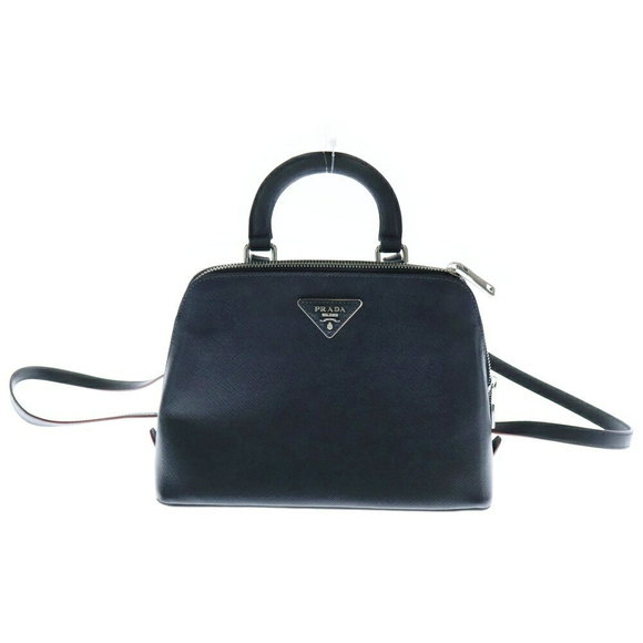 Prada Saffiano Backpack Handbag Navy Blue Leather Triangle - Picture 1 of 5